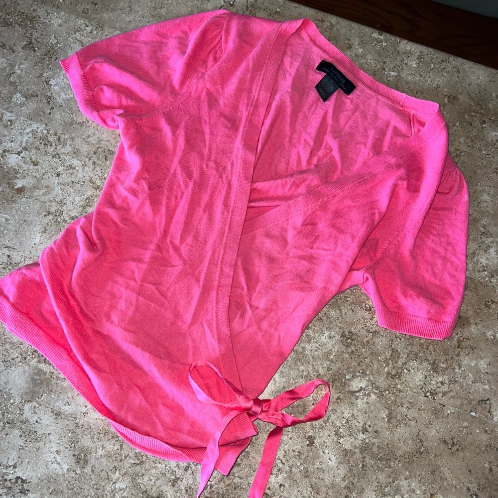 FINAL HOURS! Express Cashmere Cotton Pink Wrap Blouse Size Small in Excellent! - Picture 1 of 6